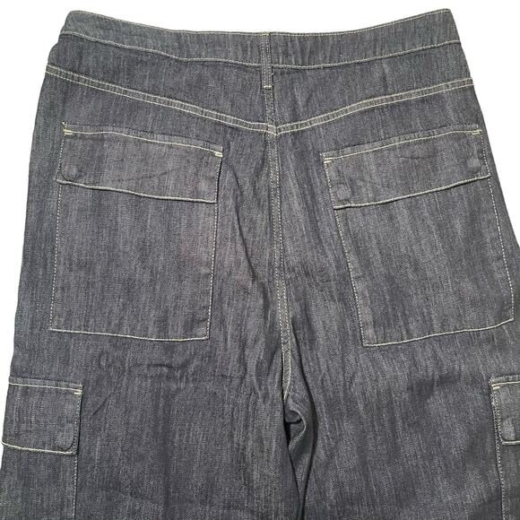 NEW Anthropologie Pilcro Low Slung Relaxed Fit Cargo Jean Blue Oversized Size 32 - Picture 10 of 15